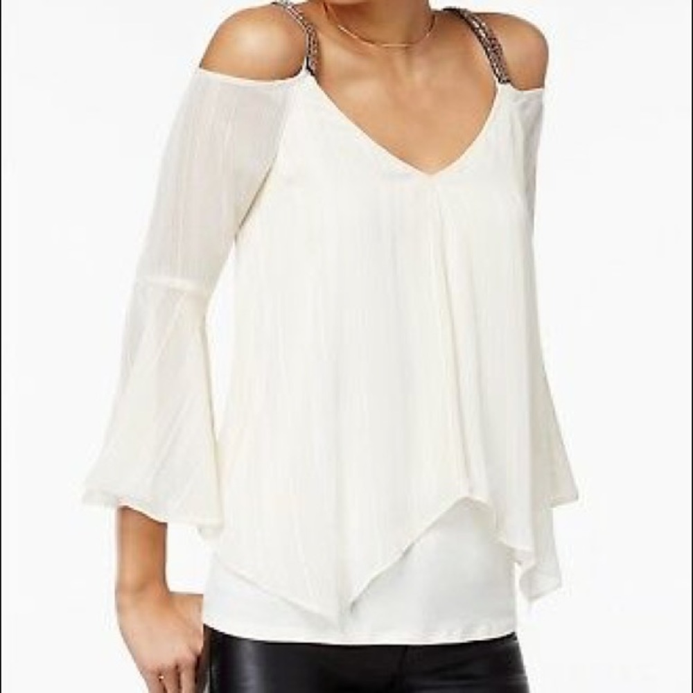 Cold Shoulder Beaded Top